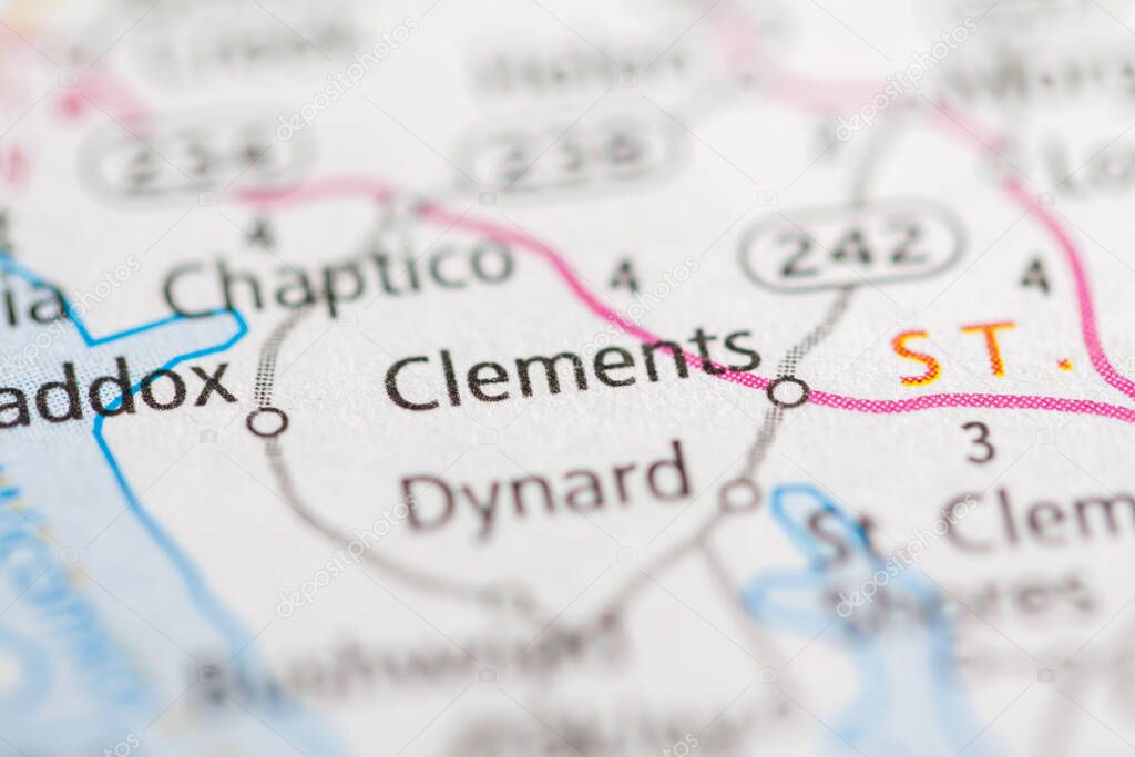 Clements. Maryland. USA on the map 