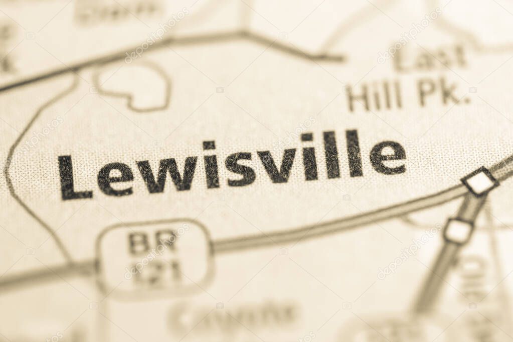 Lewisville on the map. Texas. USA