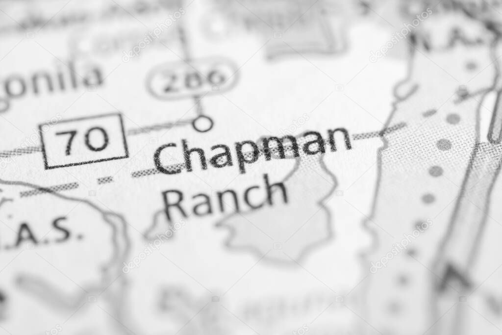 Chapman Ranch. Texas. USA, on the map