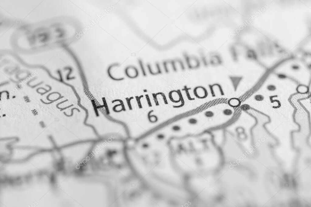 Harrington. Maine. USA on the map 