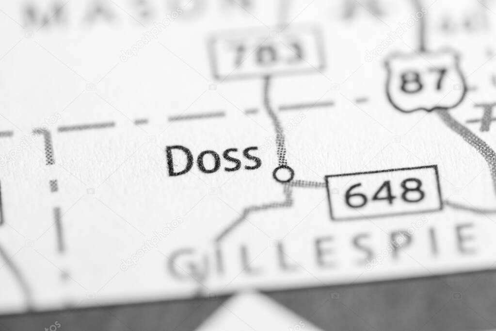 Doss. Texas. USA on the map