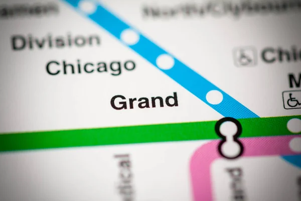 Grand Station on the map. Chicago Metro map.