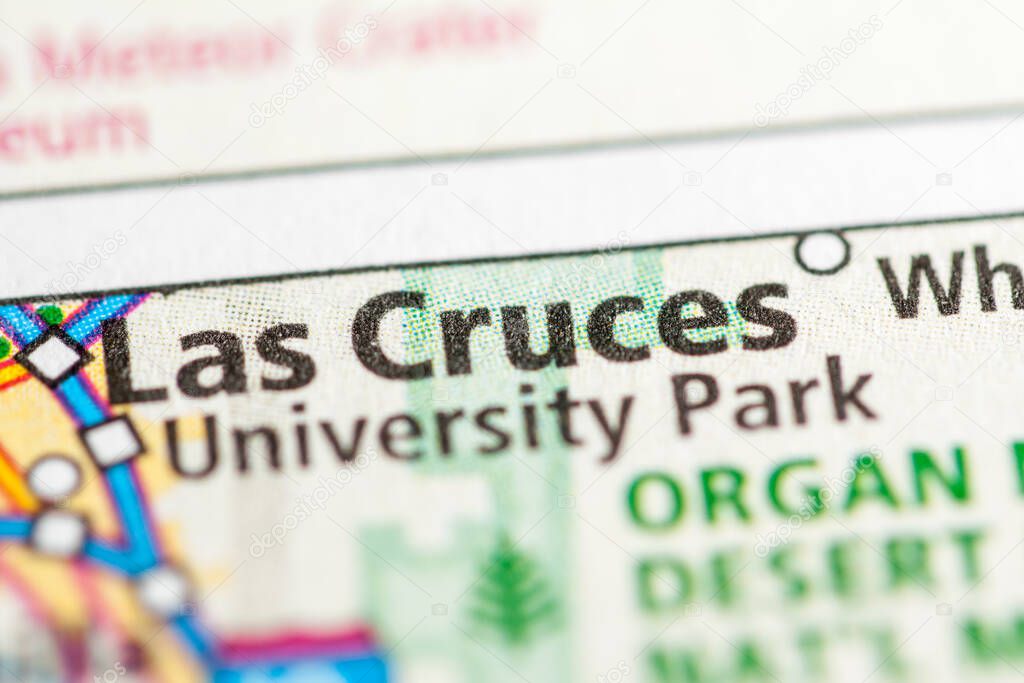 Las Cruces on the map. Texas. USA