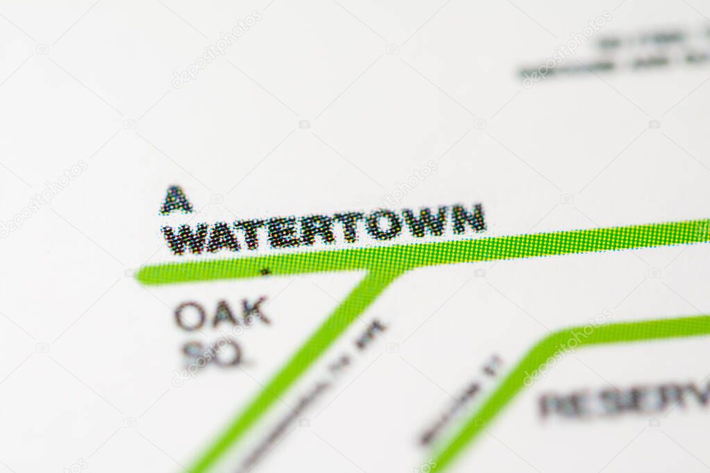 A Watertown Station. Boston Metro map.
