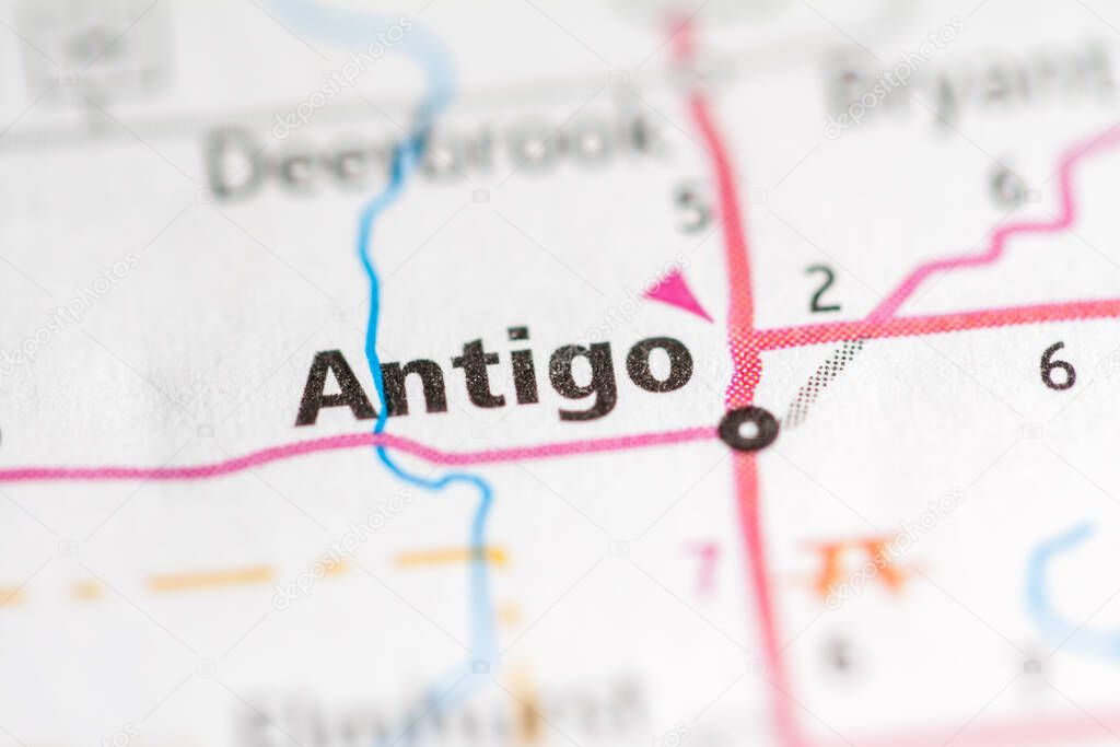 Antigo. Wisconsin. USA on the map