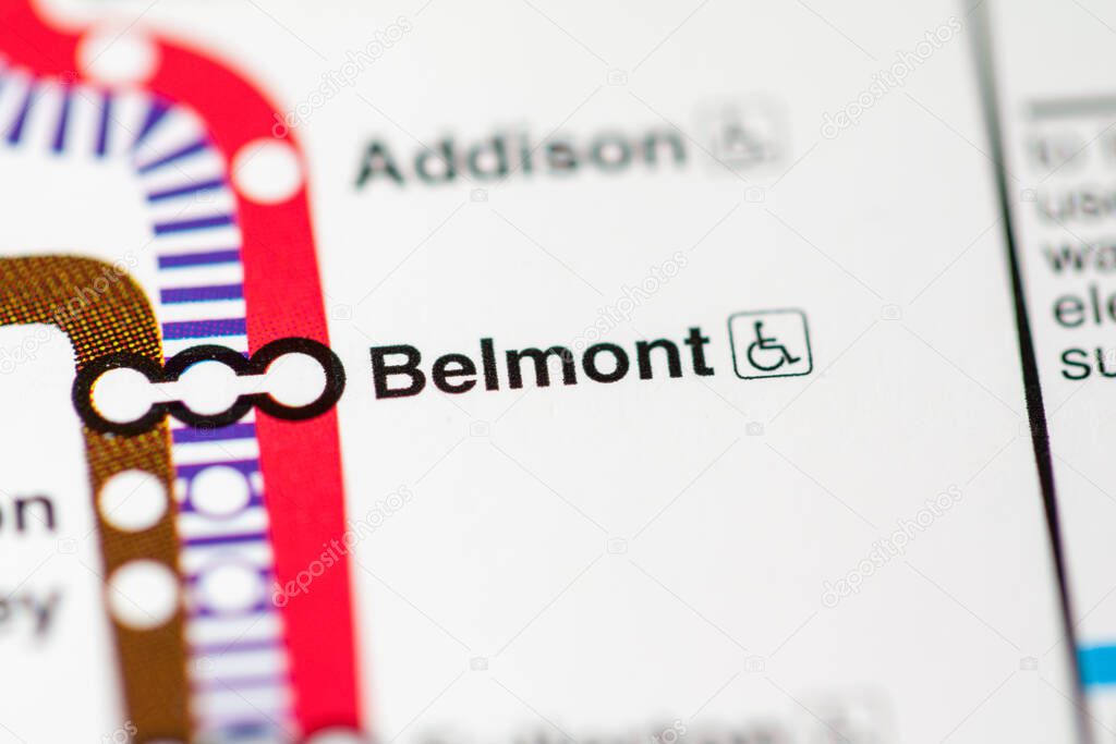 Belmont Station. Chicago Metro map.