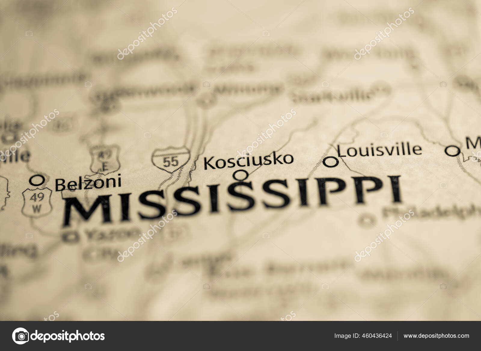 Kosciusko Mississippi Usa Map Stock Photo by ©aliceinwonderland2020