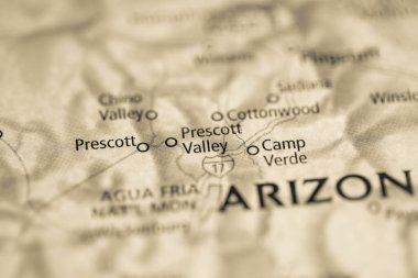 Prescott Valley. Arizona. USA on the map clipart