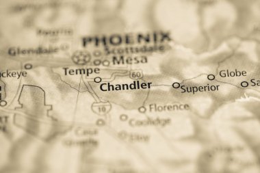 Chandler. Arizona. USA on the map clipart