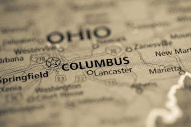Columbus. Ohio. USA on the map clipart