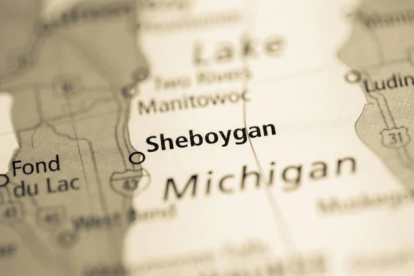 Sheboygan Wisconsin Stany Zjednoczone Mapie — Zdjęcie stockowe