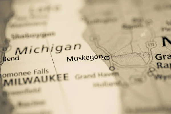 Muskegon Stanie Michigan Stany Zjednoczone Mapie — Zdjęcie stockowe