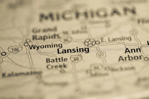 Lansing Michigan États Unis Sur Carte — Photo