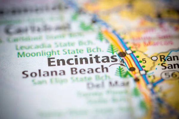 Encinitas Kalifornie Usa Mapě — Stock fotografie