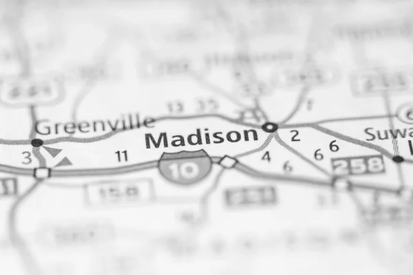 麦迪逊Madison 佛罗里达 地图上的美国 — 图库照片