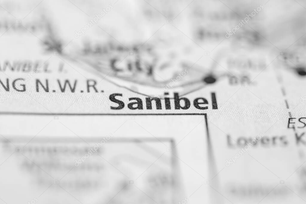 Sanibel. Florida. USA on the map