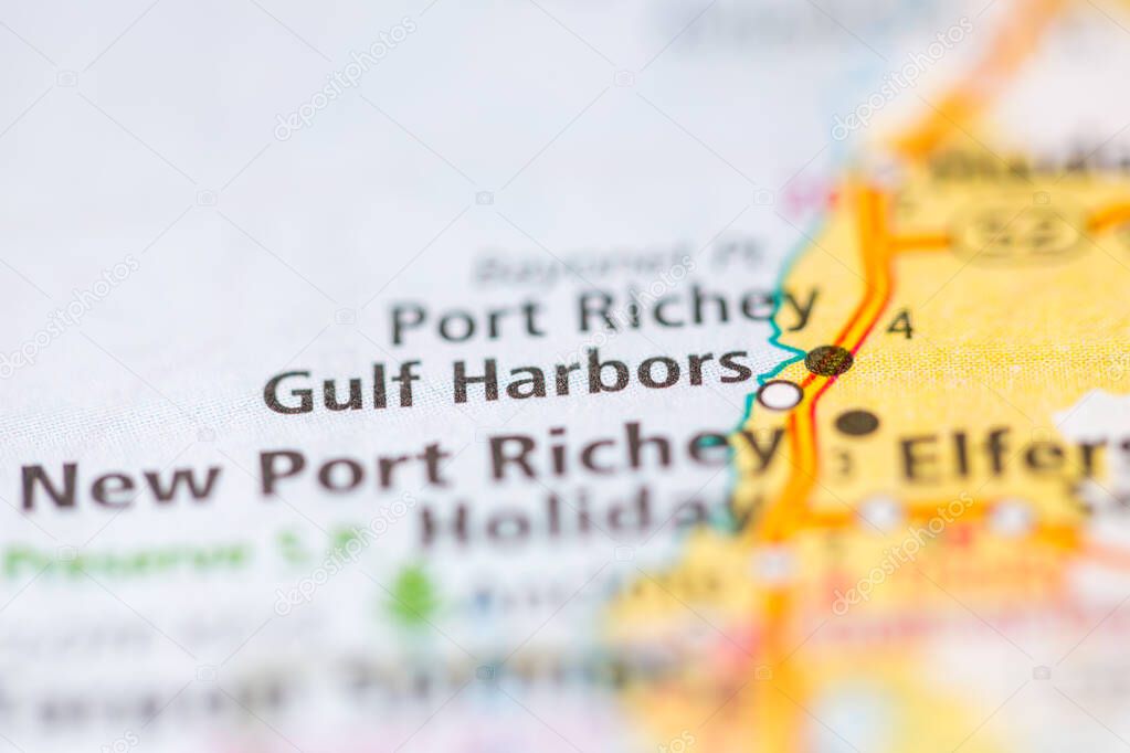Gulf Harbors. Florida. USA on the map