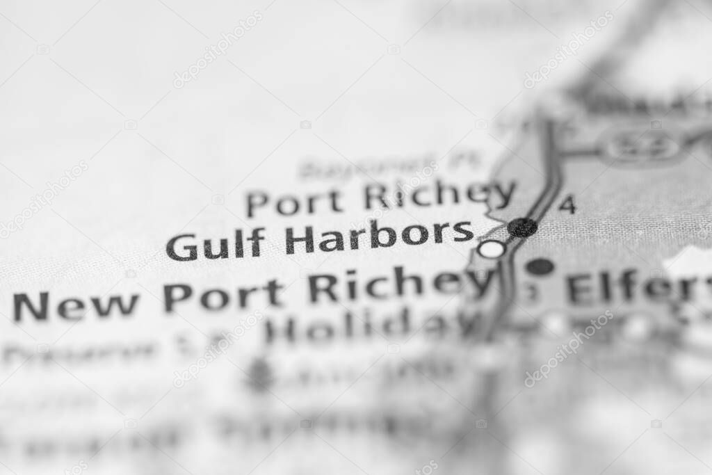 Gulf Harbors. Florida. USA on the map