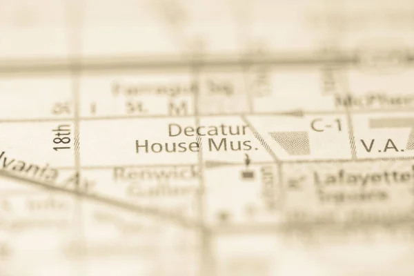 装饰房子博物馆 华盛顿特区地图上的美国 — 图库照片