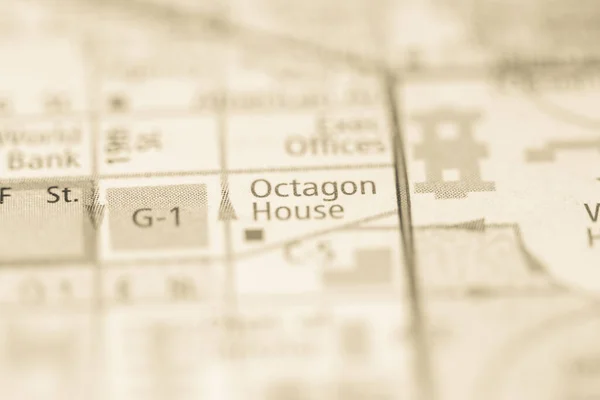 Octagon Ház Washington Usa Interaktív Térképen — Stock Fotó