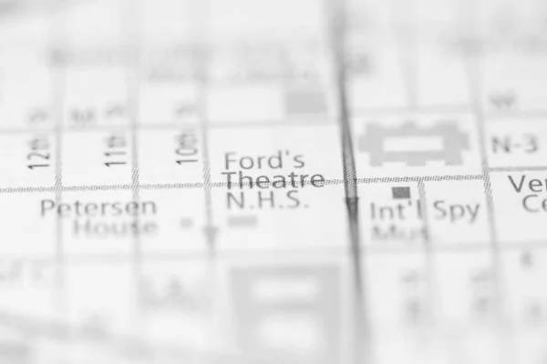 Fords Theater Washington Usa Auf Der Karte — Stockfoto