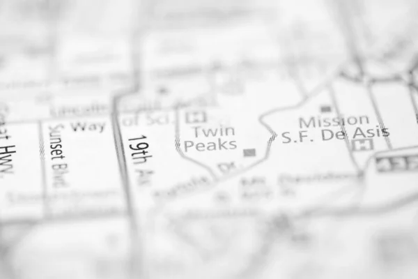 Twin Peaks Califórnia Eua Mapa — Fotografia de Stock