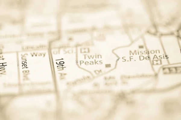 Twin Peaks California Usa Mapa — Foto de Stock