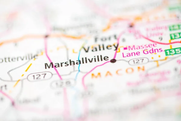 马歇尔维尔 佐治亚州地图上的美国 — 图库照片