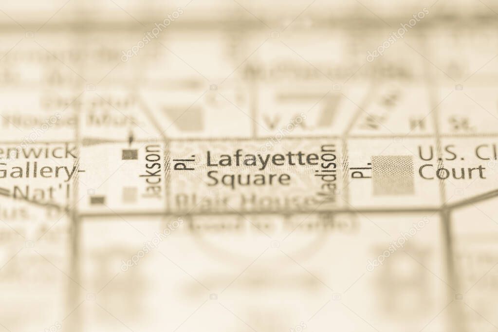 Lafayette Square. Washington D.C. USA on the map