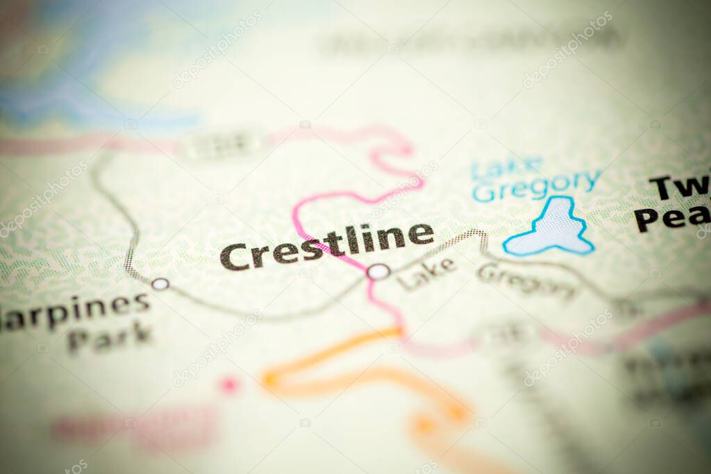 Crestline. California. USA on the map