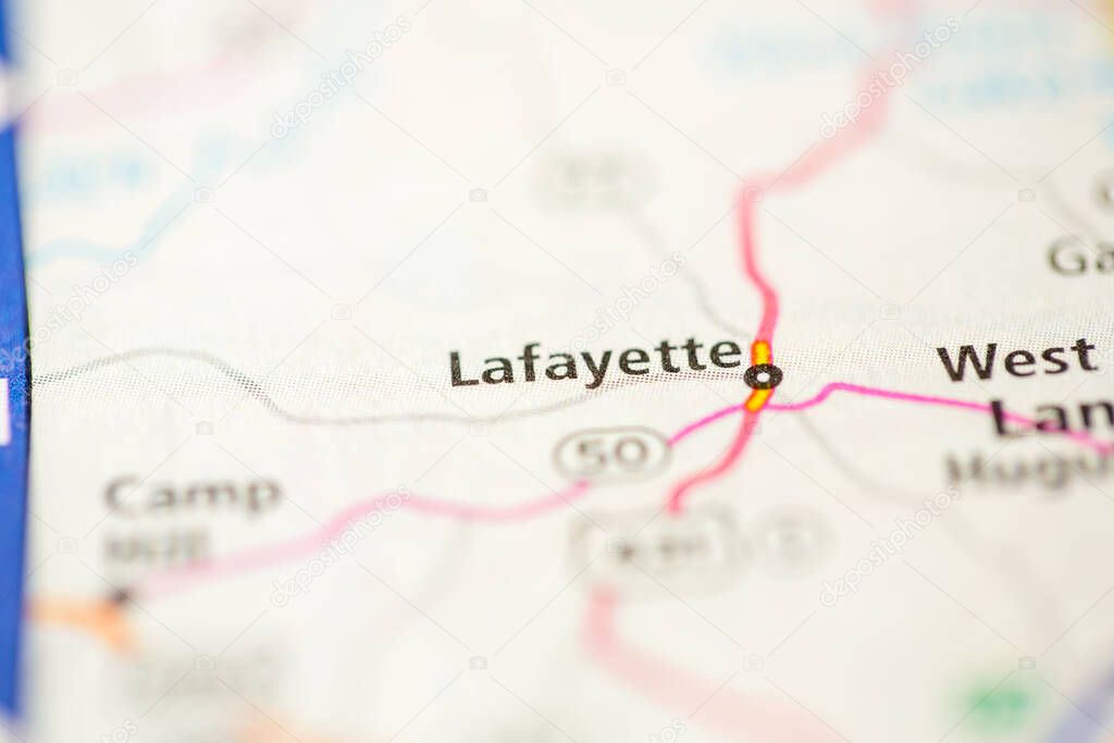 Lafayette. Georgia. USA on the map