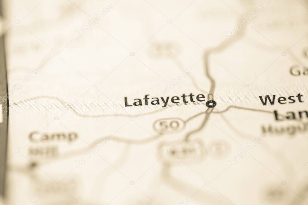 Lafayette. Georgia. USA on the map
