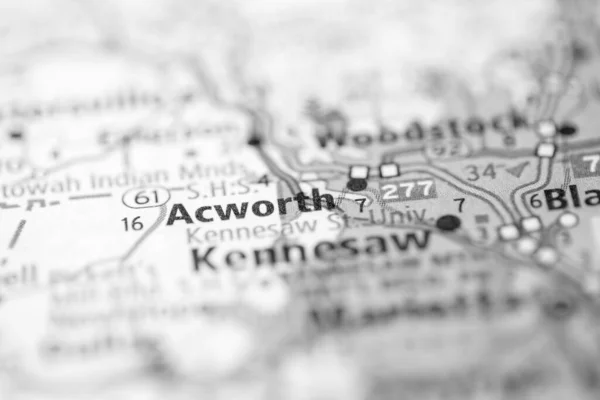 Acworth 佐治亚州地图上的美国 — 图库照片
