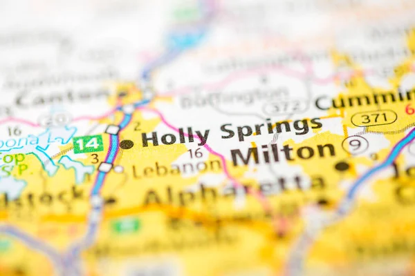 Holly Springs Georgia Eua Mapa — Fotografia de Stock