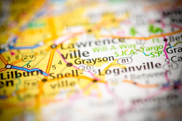 Grayson Georgia Eua Mapa — Fotografia de Stock