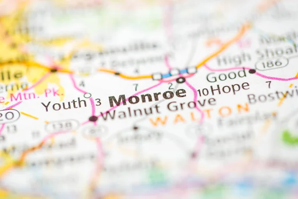 Monroe Georgien Usa Auf Der Karte — Stockfoto