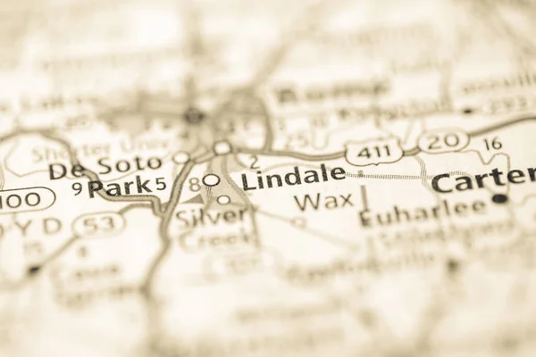 リンデール ジョージア 地図上のアメリカ — ストック写真