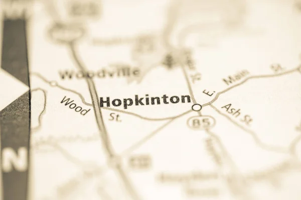 Χόπκιντον Βοστώνη Ηπα Στο Χάρτη — Φωτογραφία Αρχείου