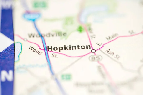 Χόπκιντον Βοστώνη Ηπα Στο Χάρτη — Φωτογραφία Αρχείου