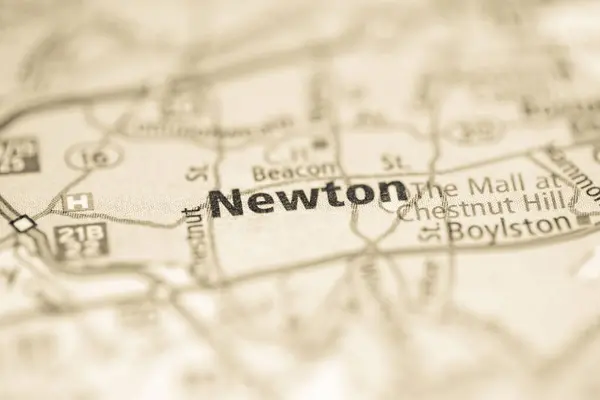 Newton Boston Eua Mapa — Fotografia de Stock