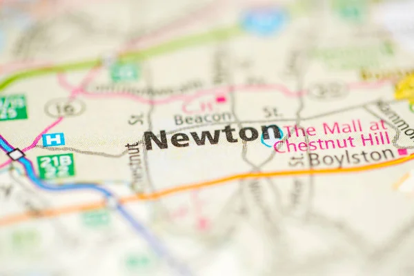 Newton Boston Eua Mapa — Fotografia de Stock