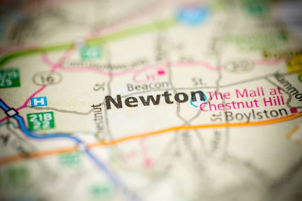 Newton Boston Eua Mapa — Fotografia de Stock