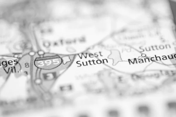 ウエスト サットン マサチューセッツ州 地図上のアメリカ — ストック写真