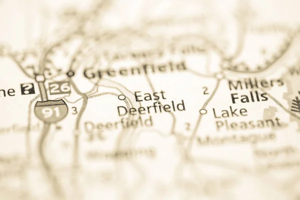 イーストディアフィールド マサチューセッツ州 地図上のアメリカ — ストック写真