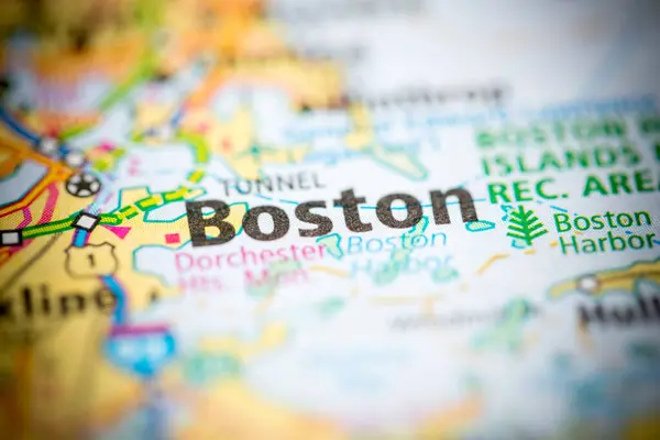 Boston Massachusetts États Unis Sur Carte — Photo