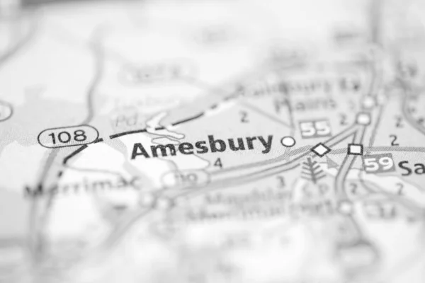 アメズベリー マサチューセッツ州 地図上のアメリカ — ストック写真