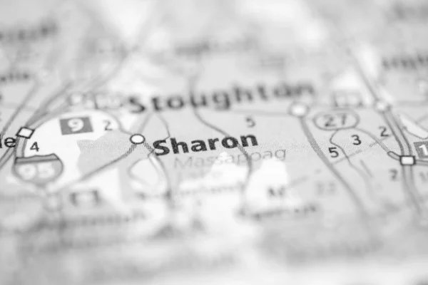 シャロン マサチューセッツ州 地図上のアメリカ — ストック写真