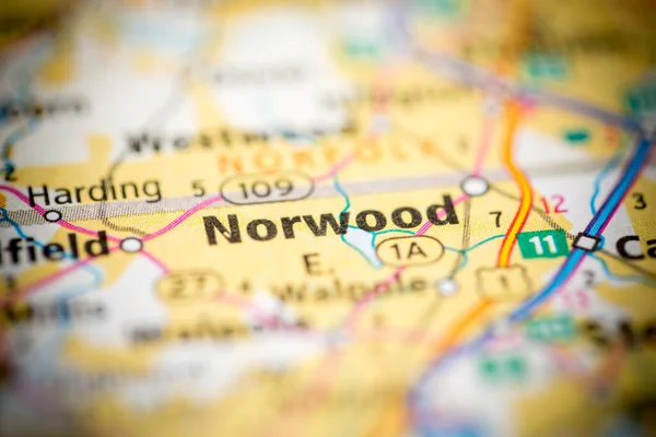 Jestem Norwood Massachusetts Stany Zjednoczone Mapie — Zdjęcie stockowe