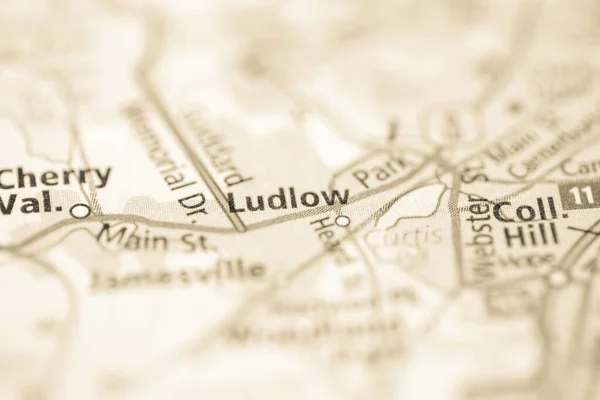 ルードロー マサチューセッツ州 地図上のアメリカ — ストック写真
