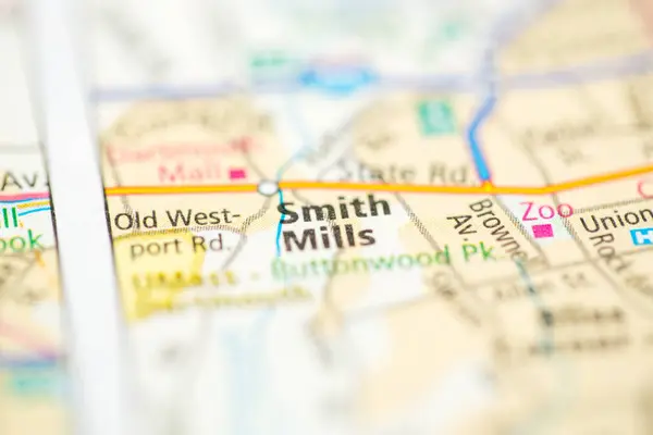スミス ミルズ マサチューセッツ州 地図上のアメリカ — ストック写真